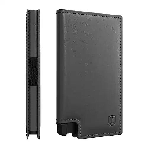 Ekster Parliament Men's Wallet | RFID Blocking Leather Minimalist Wallet | Slim Wallet for Men - Designed for Quick Card Access with Push Button (Onyx) (Available in Different Colors)