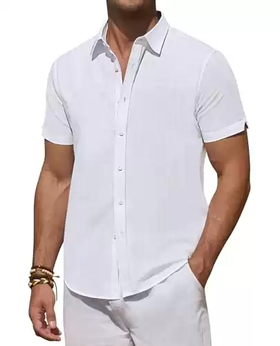 DEMEANOR Linen Shirts for Men Short Sleeve (Available in different sizes/colors)