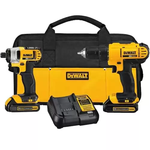 DEWALT 20V MAX Cordless Drill and Impact Driver, Power Tool Combo Kit with 2 Batteries and Charger (DCK240C2)