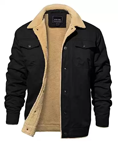 EKLENTSON Mens Winter Jacket Fleece Jacket Men Work Jacket Men Black Jacket Men Button Casual Jacket with Multi Pockets (Available in Different Sizes/Colors)