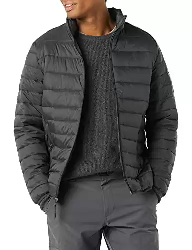 Amazon Essentials Men's Packable Lightweight Water-Resistant Puffer Jacket (Available in Big & Tall), Dark Grey, X-Large