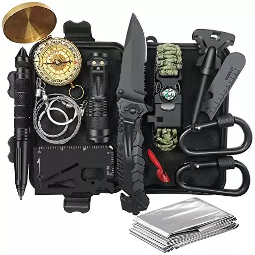 Gifts for Men Dad Husband Him, Christmas Stocking Stuffers Birthday Gifts Idea for Boyfriend Man, Survival Kit 14 in 1, Survival Gear and Equipment, Fishing Hunting Camping Accessories, Cool Gadgets