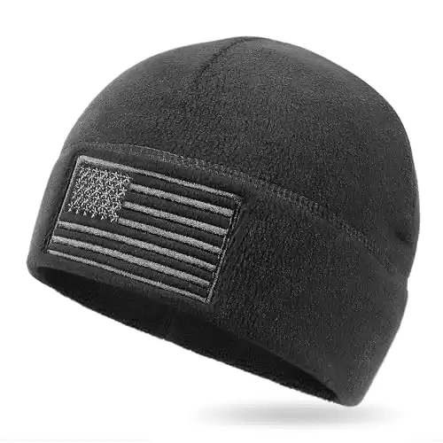 OUTDOOR SHAPING American Flag Fleece Watch Cap, USA Multi-Season Army Military Tactical Beanie, Winter Warm Beanie (Available in different colors)