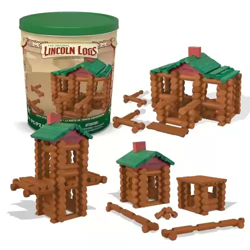 Lincoln Logs 100th Anniversary Tin, 111 Pieces, Real Wood Logs - Ages 3+ - Best Retro Building Gift Set For Boys/Girls - Creative Construction Engineering - Preschool Education Toy