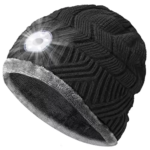 HIGHEVER LED Beanie Hat with Light: Christmas Stocking Stuffers for Men Adult Winter Gift Dark (Available in different colors)