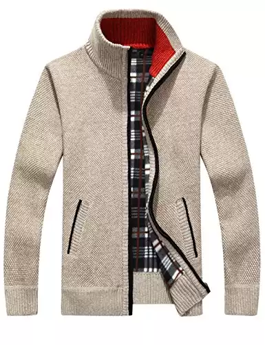 Yeokou Men's Slim Fit Zip Up Casual Knitted Cardigan Sweaters with Pockets (Available in Different Sizes/Colors)