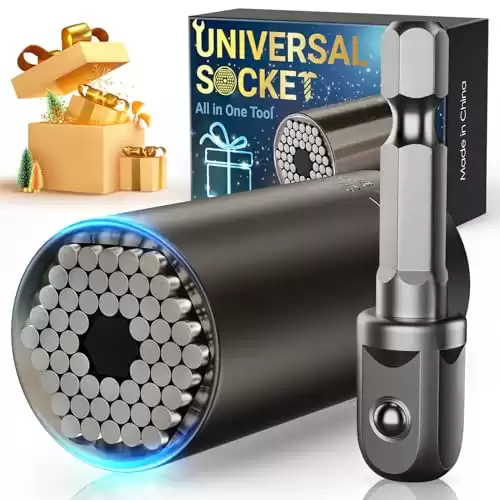 Stocking Stuffers for Men Adults Tools, Super Universal Socket Gifts for Men Grip Socket Set with Power Drill Adapter, Cool Gadgets Christmas Gift for Dad Men Husband Boyfriend Him Who Have Everything