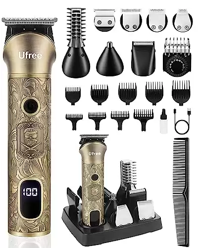 Ufree Beard Trimmer for Men, Electric Razor, Cordless Hair Clippers Shavers for Men, Shaving Kit for Mustache, Body, Nose, Ear and Face, 7 in 1 Beard Grooming Kit, Gifts for Men