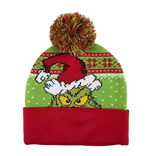 Bioworld Dr. Seuss The Grinch Who Stole Christmas Hat Peeking Character Pom Beanie Cap Licensed New