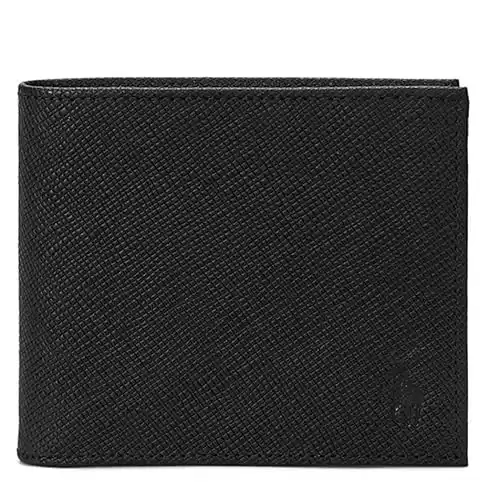 POLO RALPH LAUREN mens Saffiano Leather Billfold Wallet black