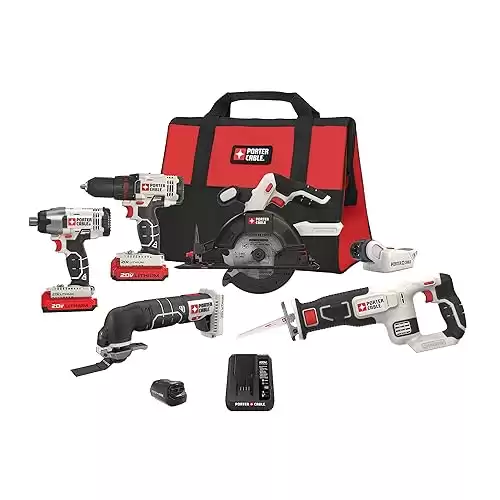 PORTER-CABLE PCCK617L6 20V MAX* Lithium Ion 6-Tool Combo Kit with Free USB Device