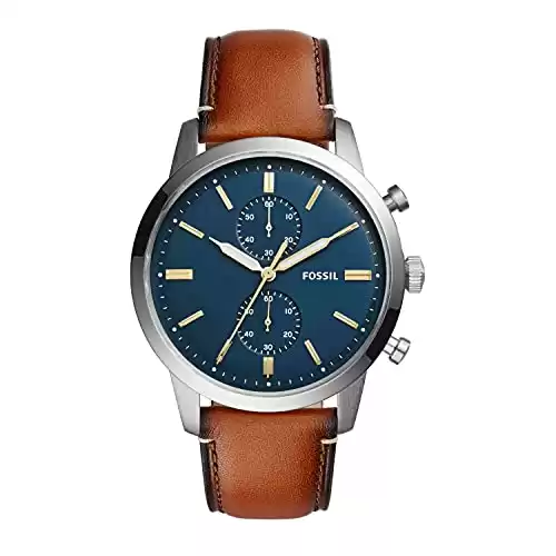 Fossil Men's Townsman Quartz Stainless Steel and Leather Chronograph Watch, (Available in Different Colors)