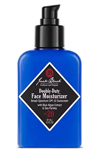 Jack Black Double-Duty Face Moisturizer, 3.3 Fl. Oz SPF 20 Sun Protection, Long Lasting Hydrating Skincare, Lightweight Moisturizer, Men s Facial Moisturizer