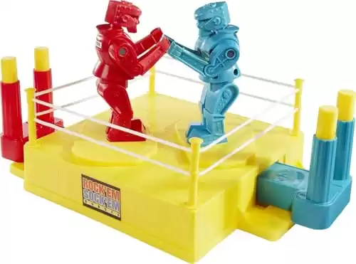 Mattel Games Rock 'Em Sock 'Em Robots Kids Game, Fighting Robots with Red Rocker & Blue Bomber, Knock His Block Off