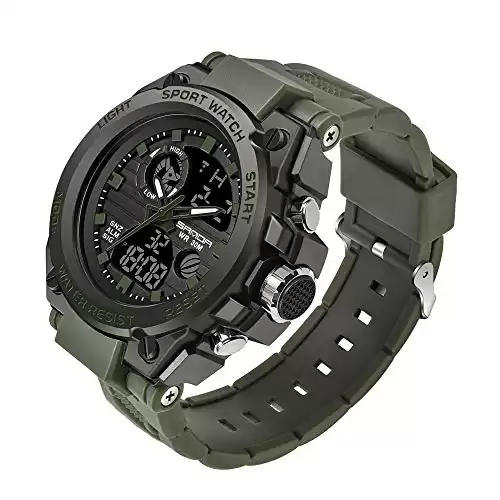 KXAITO Men's Watches Sports Outdoor Waterproof Military Watch Date Multi Function Tactics LED Alarm Stopwatch (26_Green)