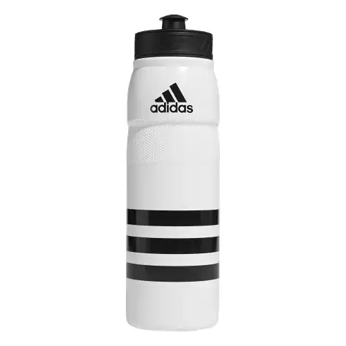 adidas 750 ML (28 oz) Stadium Refillable Plastic Sport Water Bottle, White/Black, One Size