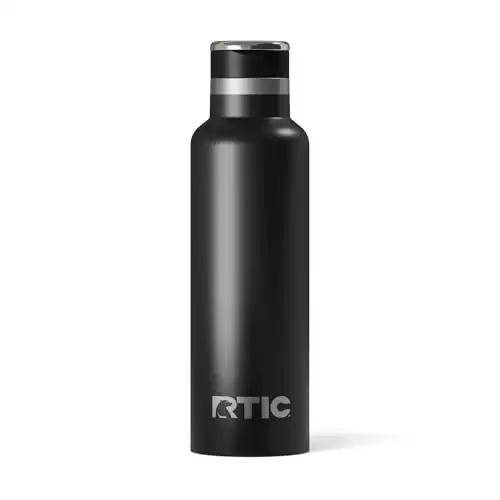 RTIC 20oz Journey Bottle Metal Stainless Steel Vacuum Insulated, BPA Free, Reusable, for Water, Hot and Cold Drinks, Travel, Sports, Camping, Black