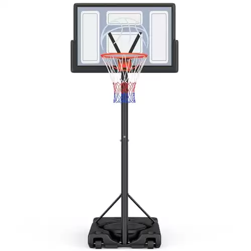 Yohood Basketball Hoop Outdoor 10ft Adjustable, Portable Basketball Hoop Goal System for Kids Youth and Adults in Backyard/Driveway/Indoor, 44 Inch Shatterproof Backboard