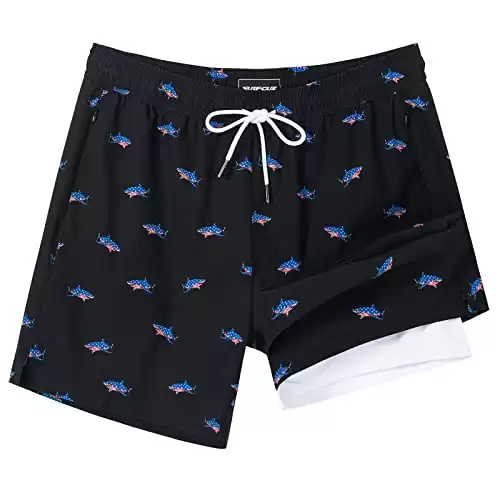 SURF CUZ Mens Swim Trunks with Compression Liner (Available in different sizes/colors)