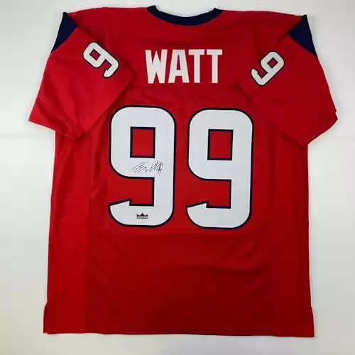 Facsimile Autographed JJ J.J. Watt Houston Red Reprint Laser Auto Football Jersey Size Men's XL