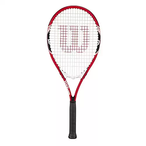 Wilson Federer Adult Recreational Tennis Racket - Grip Size 3 - 4 3/8", Red/White/Black