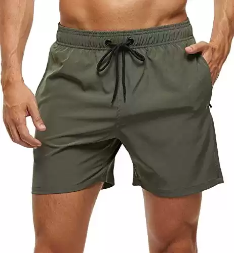 Tyhengta Men's Stretch Swim Trunks Quick Dry Beach Shorts with Zipper Pockets and Mesh Lining (Available in different sizes/colors)