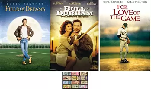 Kevin Costner Baseball Triple Feature Field of Dreams Bull Durham & For Love of The Game Includes Glossy Print Baseball Art Card