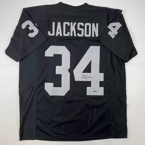 Facsimile Autographed Bo Jackson Oakland Las Vegas Black Reprint Laser Auto Football Jersey Size Men's XL