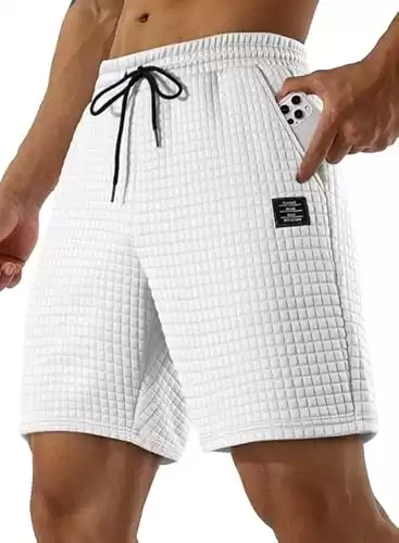 JMIERR Mens Sweat Shorts Casual Stretch Elastic Waist Waffle Workout Gym Short 7 inch (Available in different sizes/colors)