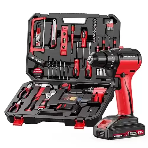 Cordless Drill Tool Kit Set 21V Power Drill Tool Box with Battery Electric Drill Driver for Men Home Hand Repair Basic Toolbox Tools Sets Drills Case