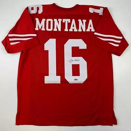 Facsimile Autographed Joe Montana San Francisco Red Reprint Laser Auto Football Jersey Size Men's XL