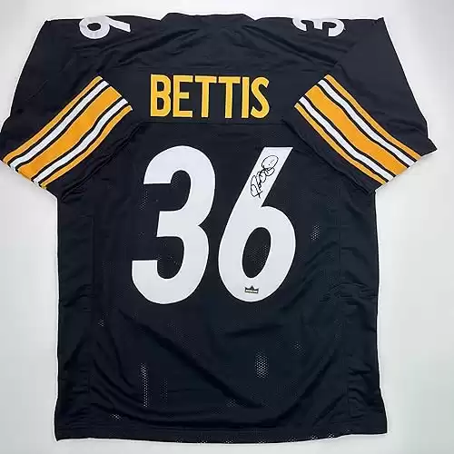 Facsimile Autographed Jerome Bettis Pittsburgh Black Reprint Laser Auto Football Jersey Size Men's XL