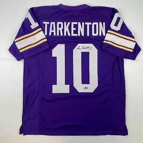 Facsimile Autographed Fran Tarkenton Minnesota Purple Reprint Laser Auto Football Jersey Size Men's XL